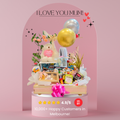 Mother's Day gift hamper with gourmet snacks, plush bear, and 'Happy Mother's Day' balloon