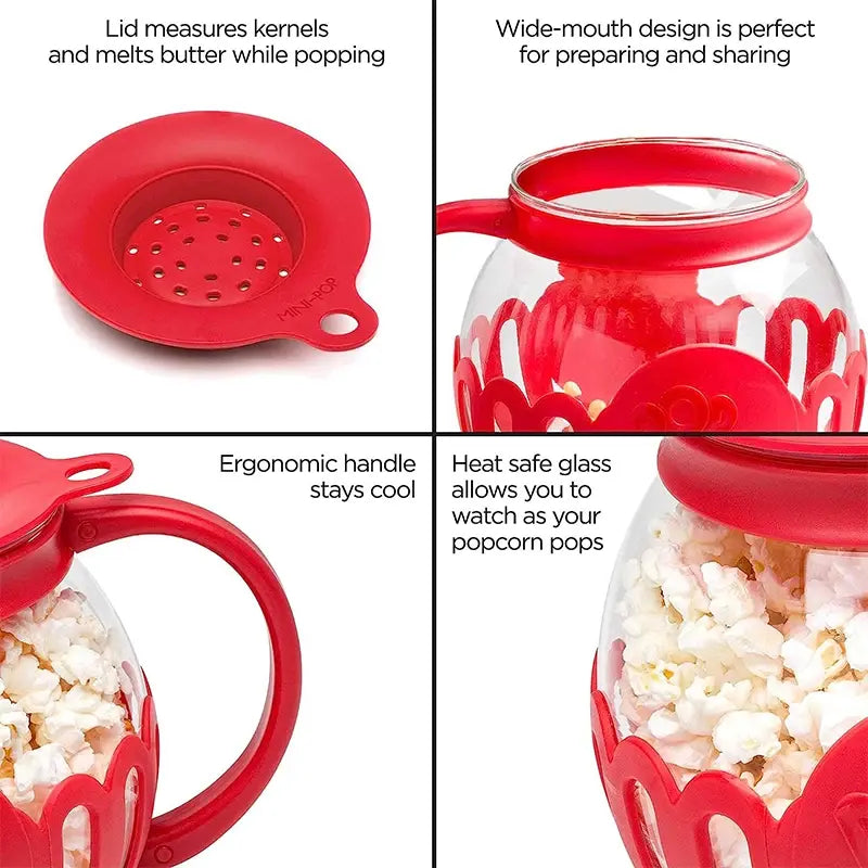 Microwave Glass Popcorn Popper With Silicone Lid - Mirelle