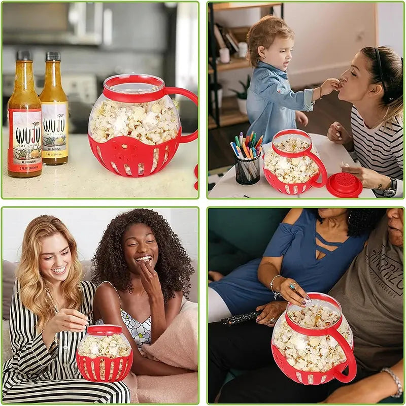 Microwave Glass Popcorn Popper With Silicone Lid - Mirelle